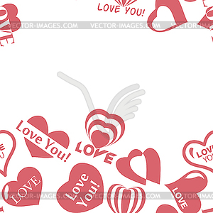 Heart pattern to Valentines Day. Seamless frame - color vector clipart