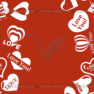 Сердце Pattern Дню Святого Валентина. Бесшовные рамок - векторизованное изображение