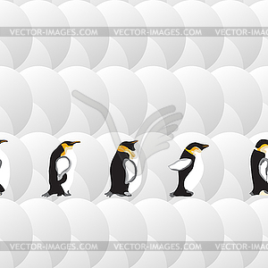 Geometric pattern with circles and penguins - vector image