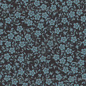 Seamless flower texture with dark blue flowers - vector image