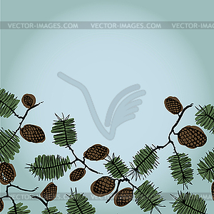 Background frame for text with fir cones and twig - vector clipart