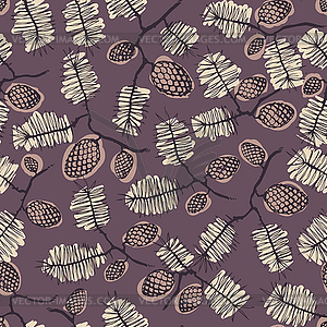 Pattern with fir cones and twigs spruce - vector EPS clipart