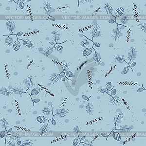 Winter background with pine cone pattern - vector clip art