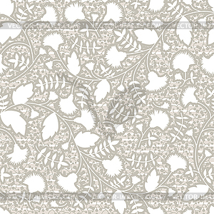 Seamless pattern with silhouettes of flowers - vector image