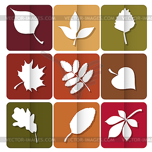 Autumn leaves icon. Red, yellow and green leaves - vector image