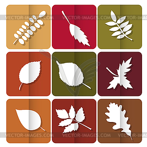 Autumn leaves icon. Red, yellow and green leaves - vector clip art