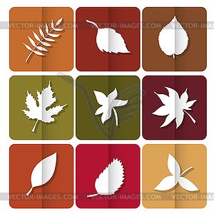 Autumn leaves icon. Red, yellow and green leaves - vector image