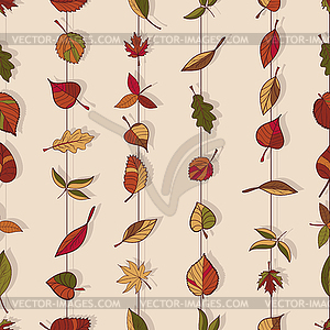 Autumn pattern. Pattern of autumn leaves. Red, - vector clipart