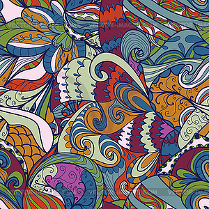 Бесшовные цветочные абстрактный узор рисованной волны - клипарт