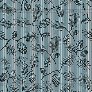 Fir cone and stripes - vector image