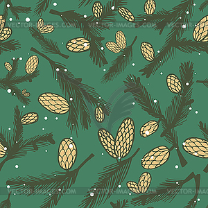 Fir pine cone seamless pattern - vector clipart / vector image