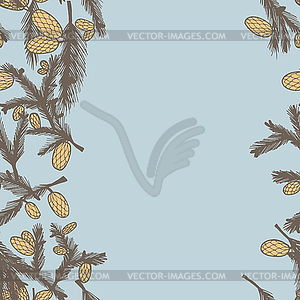 Fir pine cone seamless border - vector image