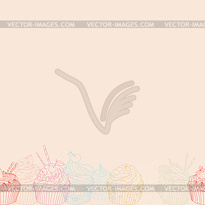 Cupcake border pattern - vector clipart