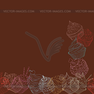 Cupcake border pattern - vector image