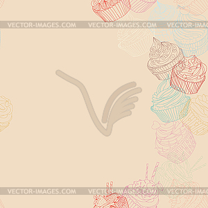 Cupcake border pattern - vector image