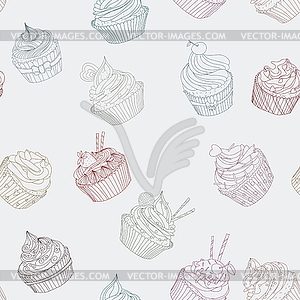 Cupcake pattern - vector clip art