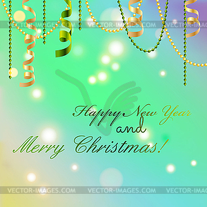 New year greeting card, Christmas bow and ribbon - vector clip art