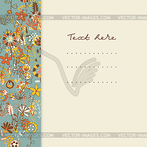 Border with abstract hand-drawn flowers - vector image