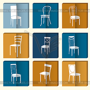Chair icon set. symbol furniture - vector clipart