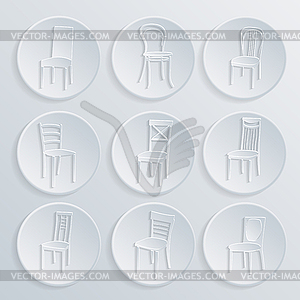 Chair icon set. symbol furniture - vector image