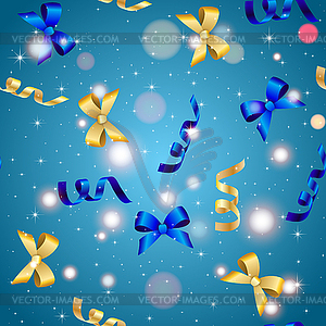 New Year Christmas wallpaper with bow and ribbon - vector image