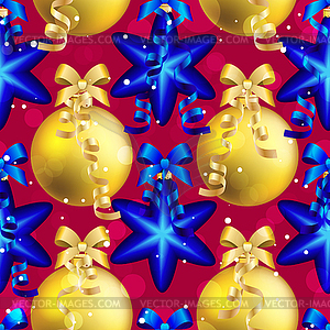 New Year pattern with ball. Christmas wallpaper wit - vector image