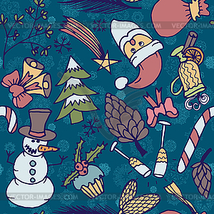 New year seamless pattern. Endless Christmas - vector image