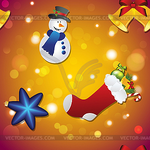 Новый год фон с снеговика, носок для подарков, - рисунок в векторном формате