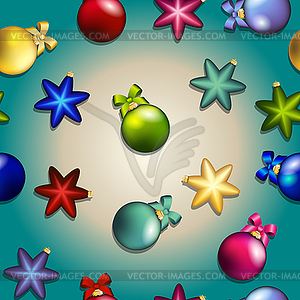 New year pattern with Christmas tree toys. Ball - vector clipart