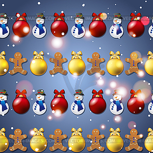 New year pattern with Christmas tree toys, - vector image