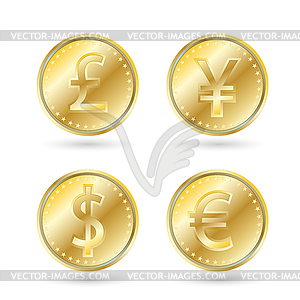 Currency symbols, gold coin - vector image