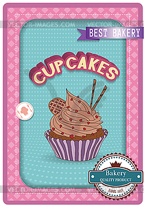 Cupcake poster. Retro Vintage design - vector clipart / vector image