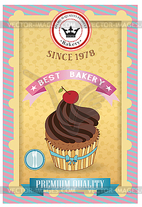 Cupcake poster. Retro Vintage design - vector image