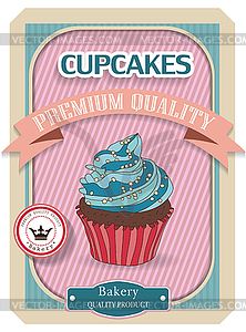 Cupcake poster. Retro Vintage design - vector image