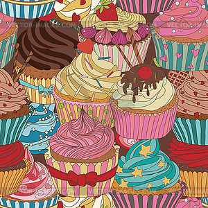 Cupcake pattern - vector clipart