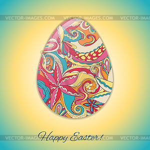 Easter egg greeting card with abstract ornament - vector clipart