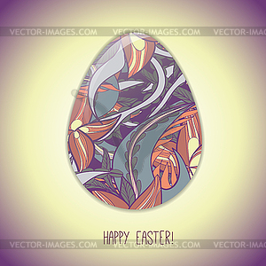 Easter egg greeting card with abstract ornament - vector image