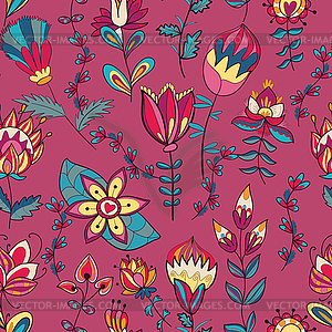 Seamless texture with flowers - vector clipart