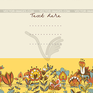 Border with abstract hand-drawn flowers - vector image