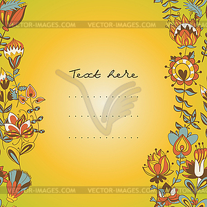 Border with abstract hand-drawn flowers - vector image