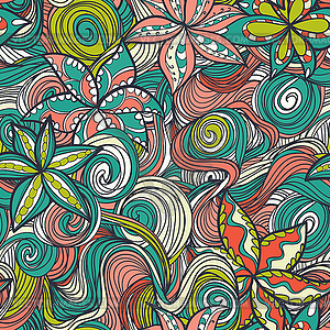 Floral pattern with colorful blooming flowers and - vector clipart