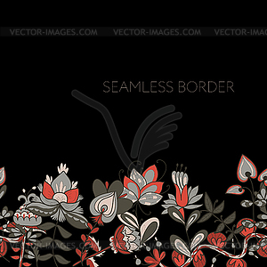 Border with abstract hand-drawn flowers - vector EPS clipart