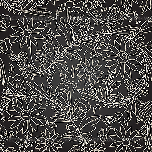 Seamless dark texture with flower - vector image