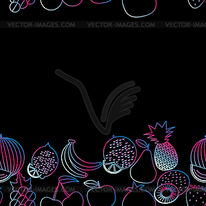 Fruit seamless border pattern. fruits and berries - vector clipart