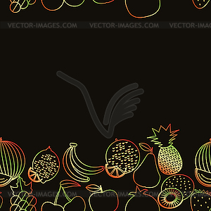 Fruit seamless border pattern. fruits and berries - vector clip art