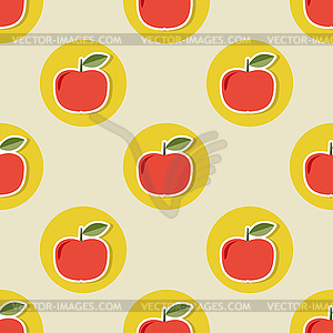 Apple pattern. Seamless texture with ripe red apples - vector image