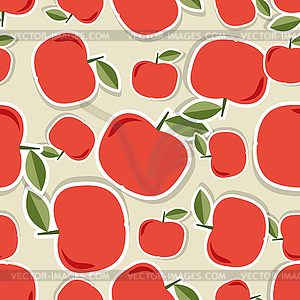 Apple pattern. Seamless texture with ripe red apples - vector clipart / vector image