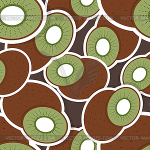 Kiwi pattern. Seamless texture with ripe Kiwi - vector clip art