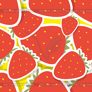 Strawberry pattern. Seamless texture with ripe red - vector clip art