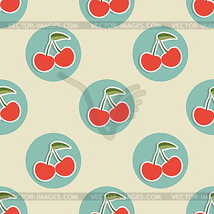 Cherry pattern. Seamless texture with ripe red - vector clip art